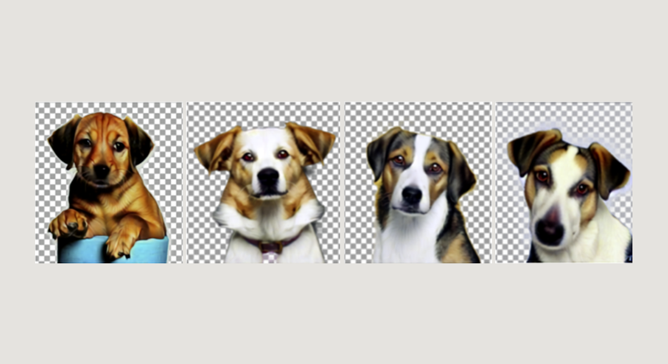 Prompt: dog photograph no background, 20 inference steps